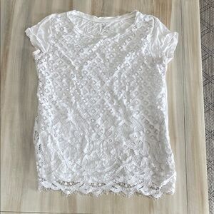 New York & Company White Lace Top